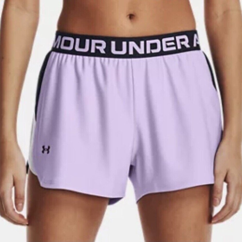 Under Armour Play Up Side Stripe Shorts Nebula Purple-Halo Gray, XXL EUC